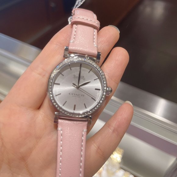 NWB 14503550 Coach MADISON 34mm Crystal Watch Silver Dial Pink Strap AUTHENTIC! main image 4